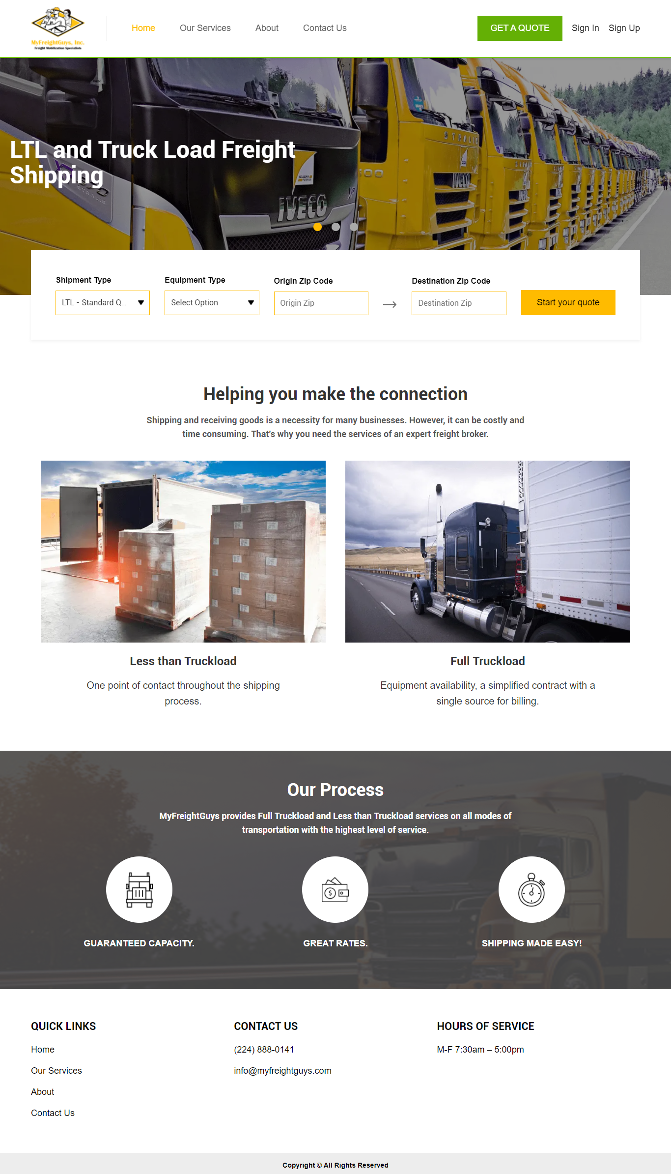 My Freight Guys Home page view